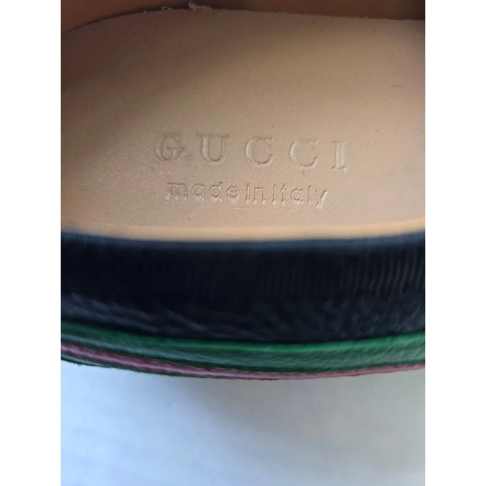NEW Gucci‎ Mens Black Falacer Web Bee Leather Sneakers Low Top Size 10 Italy